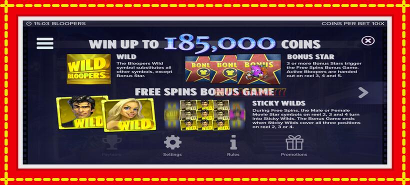 Slot machine Bloopers with access to free game online, picture 7