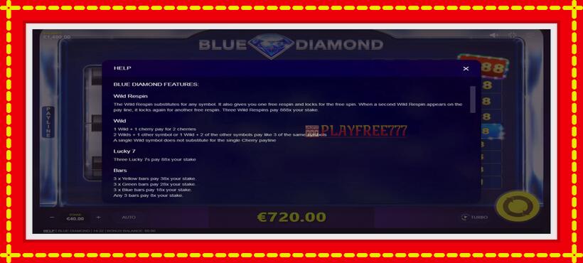 Slot machine Blue Diamond with access to free game online, picture 5