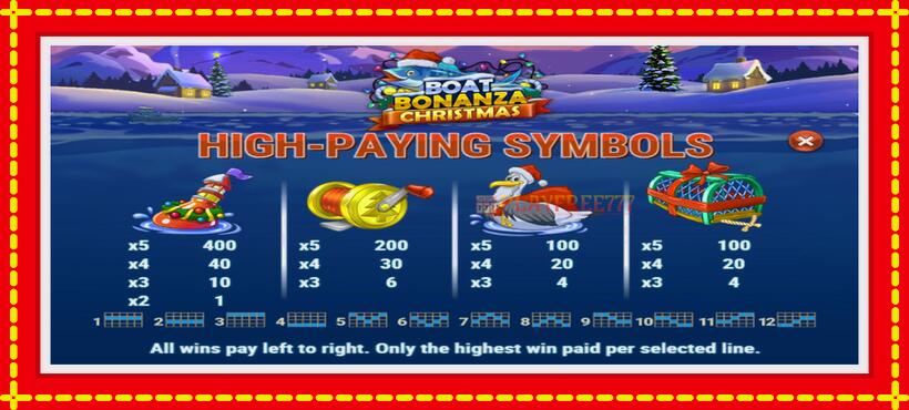 Slot machine Boat Bonanza Christmas with access to free game online, picture 5