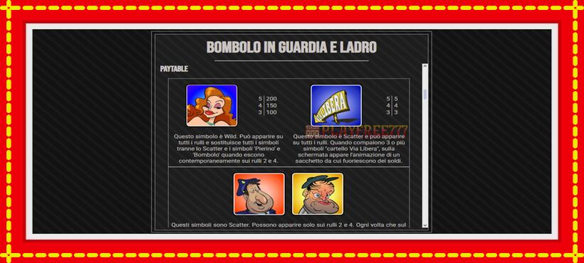 Slot machine Bombolo In Guardia E Ladro with access to free game online, picture 5