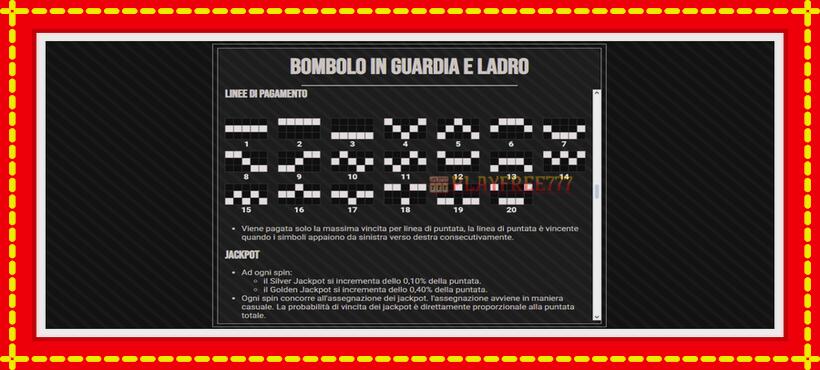 Slot machine Bombolo In Guardia E Ladro with access to free game online, picture 7