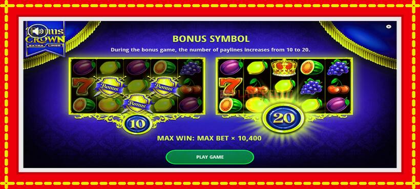 Slot machine Bonus Crown with access to free game online, picture 1