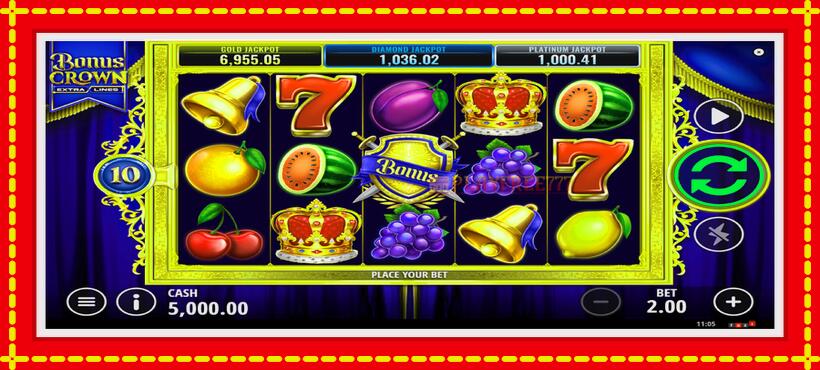 Slot machine Bonus Crown with access to free game online, picture 2