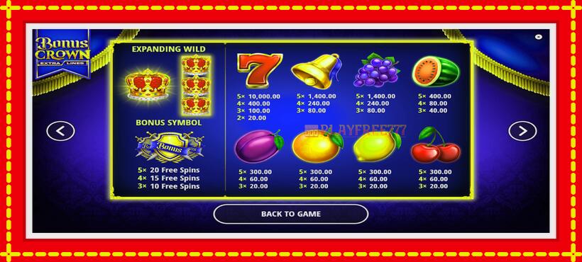 Slot machine Bonus Crown with access to free game online, picture 5