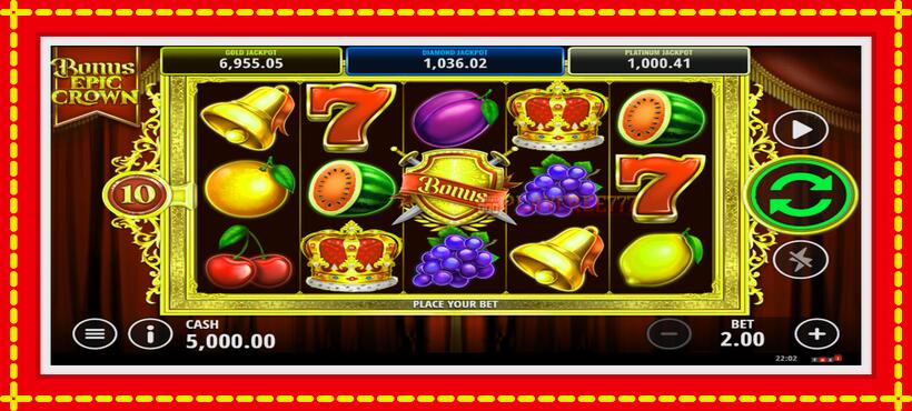 Slot machine Bonus Epic Crown with access to free game online, picture 2