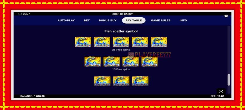 Slot machine Book of Bass with access to free game online, picture 6