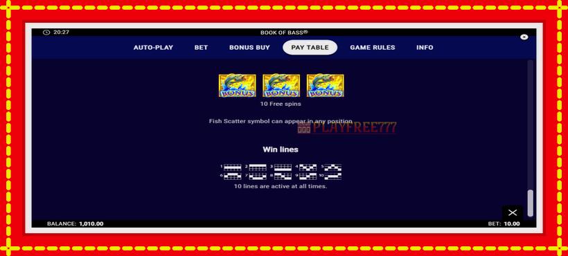 Slot machine Book of Bass with access to free game online, picture 7