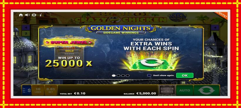 Slot machine Book of Crazy Chicken Golden Nights with access to free game online, picture 1