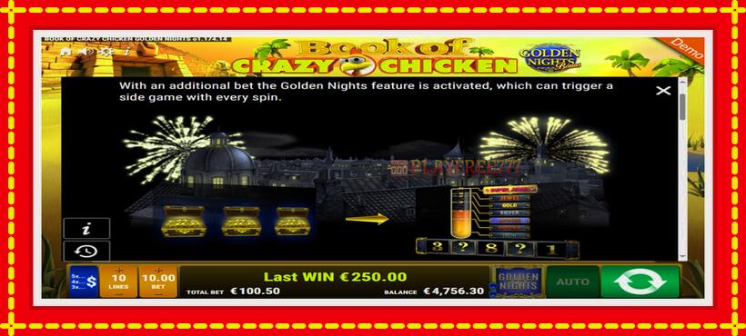 Slot machine Book of Crazy Chicken Golden Nights with access to free game online, picture 6