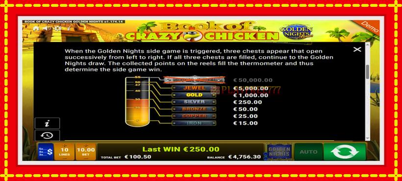 Slot machine Book of Crazy Chicken Golden Nights with access to free game online, picture 7