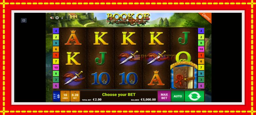 Slot machine Book of Romeo and Julia with access to free game online, picture 2