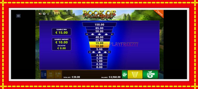 Slot machine Book of Romeo and Julia with access to free game online, picture 5