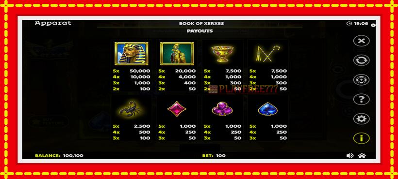 Slot machine Book of Xerxes with access to free game online, picture 6