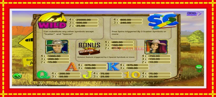 Slot machine Boomerang Bonanza with access to free game online, picture 4