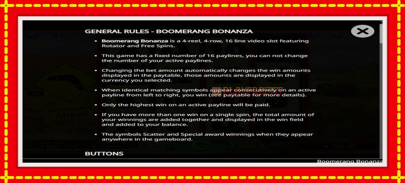 Slot machine Boomerang Bonanza with access to free game online, picture 5