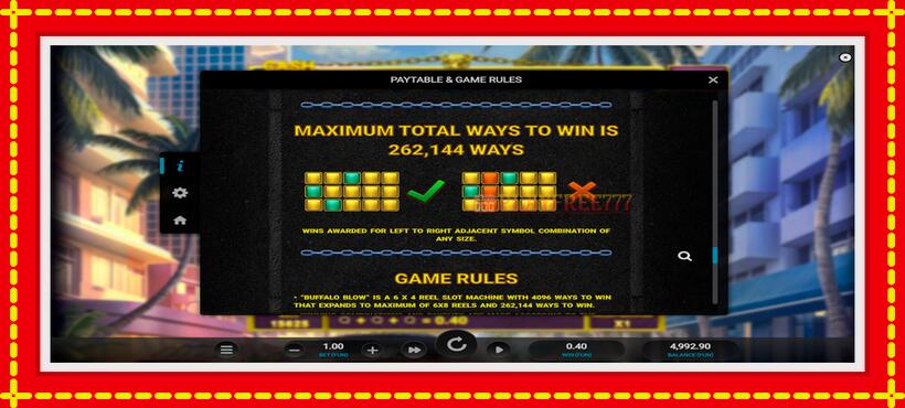 Slot machine Buffalo Blow with access to free game online, picture 7