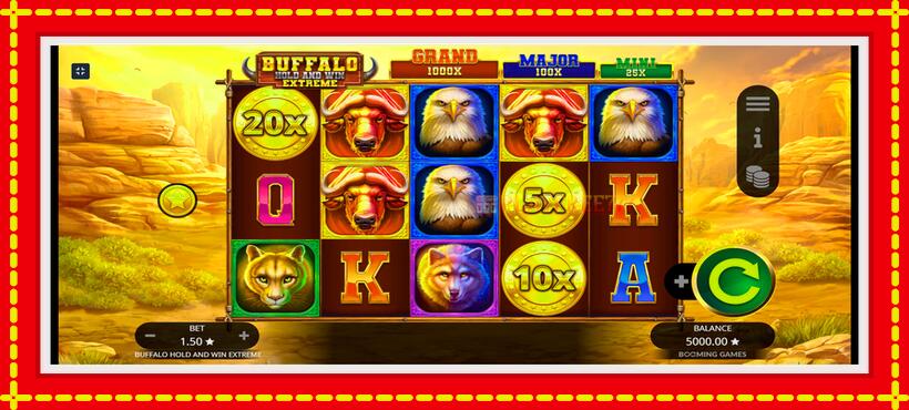 Slot machine Buffalo Hold and Win Extreme with access to free game online, picture 1