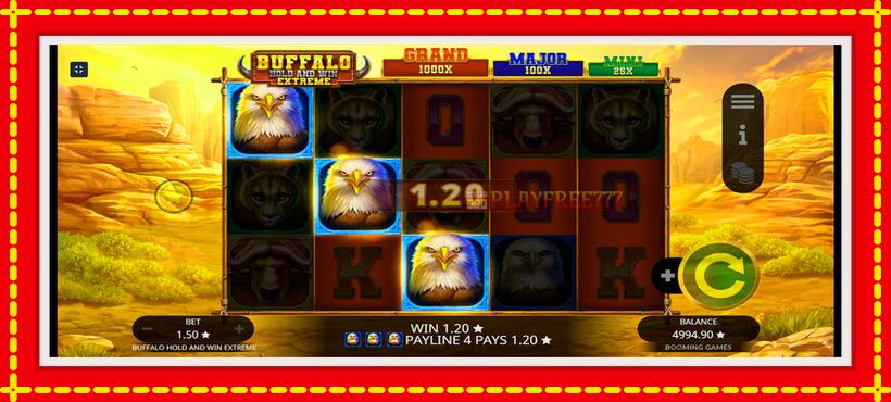 Slot machine Buffalo Hold and Win Extreme with access to free game online, picture 3