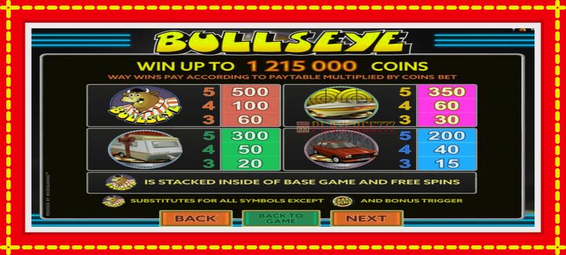 Slot machine Bullseye with access to free game online, picture 5