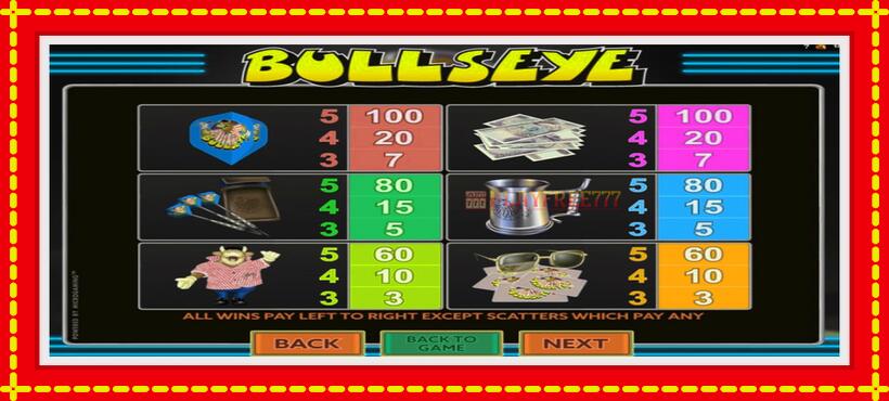 Slot machine Bullseye with access to free game online, picture 6