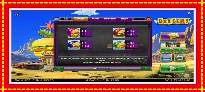 Slot machine Burgers with access to free game online, picture 5