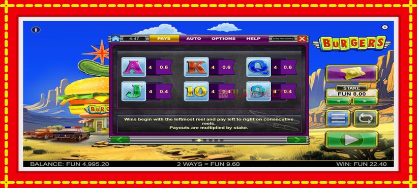 Slot machine Burgers with access to free game online, picture 6