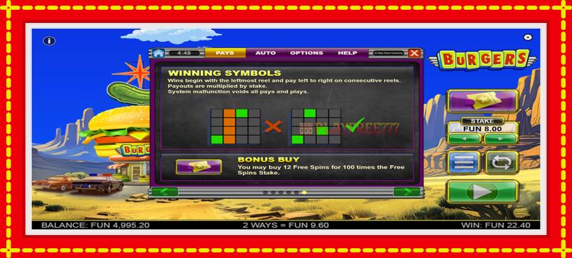 Slot machine Burgers with access to free game online, picture 7