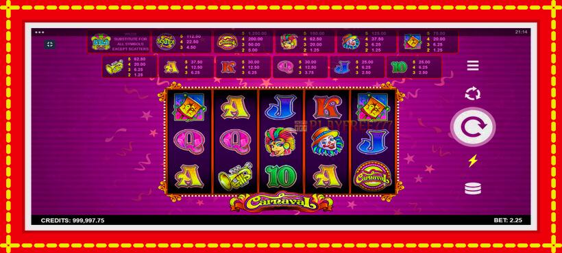 Slot machine Carnaval with access to free game online, picture 1