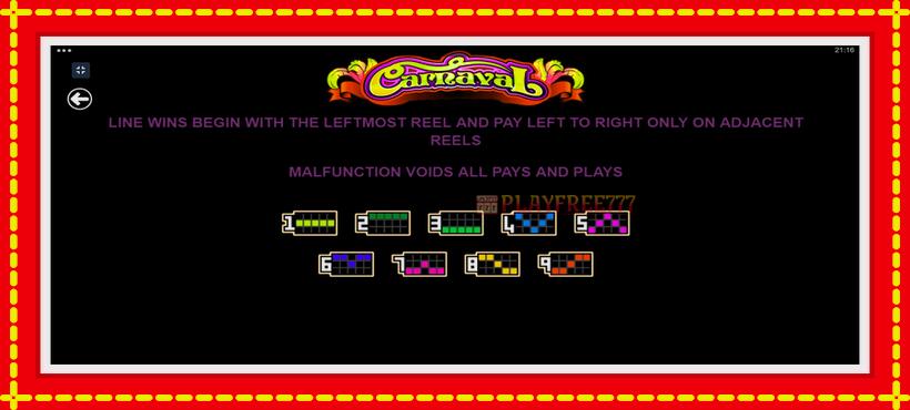 Slot machine Carnaval with access to free game online, picture 10