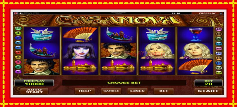 Slot machine Casanova with access to free game online, picture 2