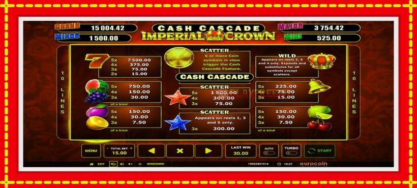 Slot machine Cash Cascade Imperial Crown with access to free game online, picture 5