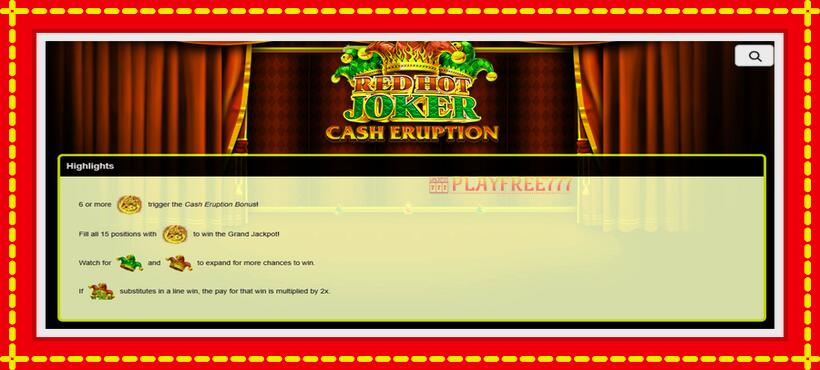 Slot machine Cash Eruption Red Hot Joker with access to free game online, picture 5