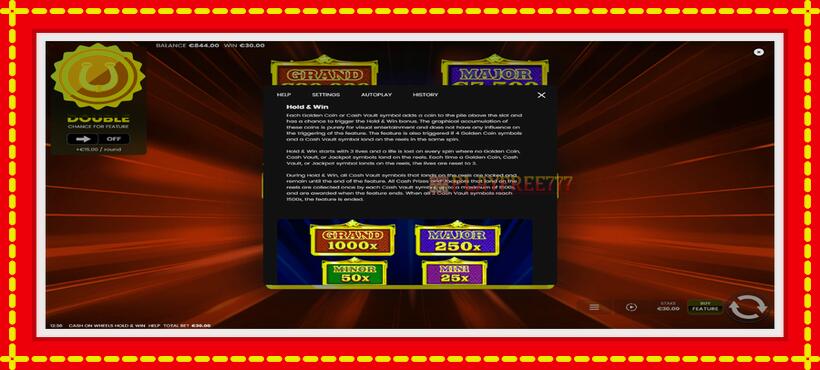 Slot machine Cash on Wheels Hold and Win with access to free game online, picture 6