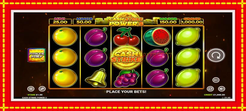 Slot machine Cash Strike Power 5 with access to free game online, picture 2