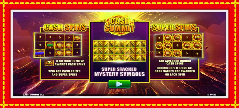 Slot machine Cash Summit with access to free game online, picture 1