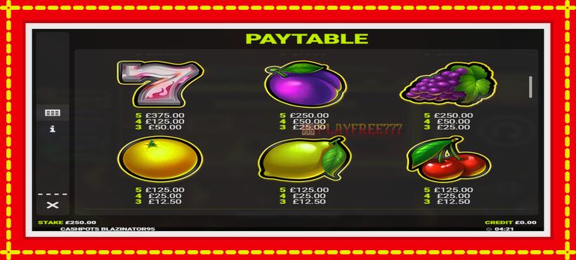 Slot machine Cashpots Blazinator with access to free game online, picture 5