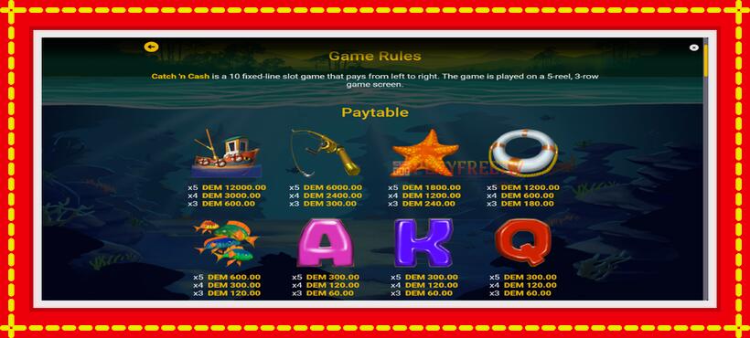 Slot machine Catch N Cash with access to free game online, picture 5