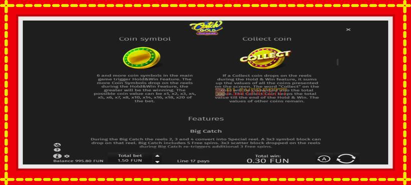 Slot machine Catch The Gold Hold and Win with access to free game online, picture 5