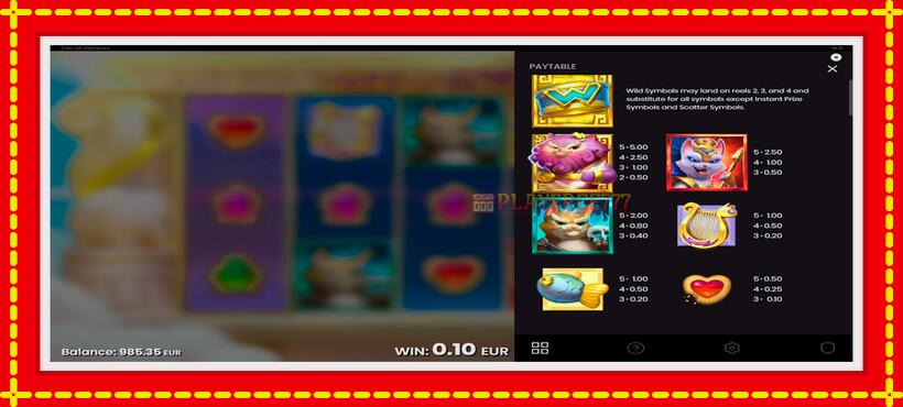 Slot machine Cats of Olympuss with access to free game online, picture 7