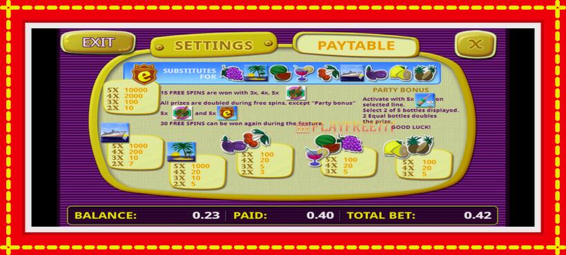 Slot machine Champagne Party with access to free game online, picture 5