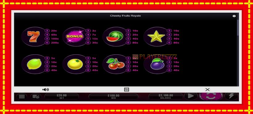 Slot machine Cheeky Fruits 6 Royale with access to free game online, picture 5