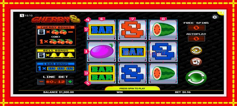 Slot machine Cherry8 with access to free game online, picture 1