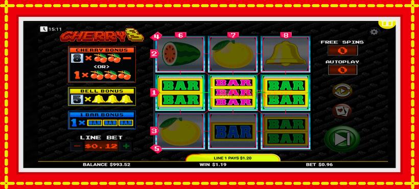 Slot machine Cherry8 with access to free game online, picture 2