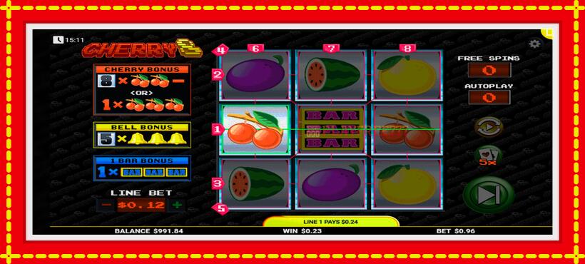 Slot machine Cherry8 with access to free game online, picture 3