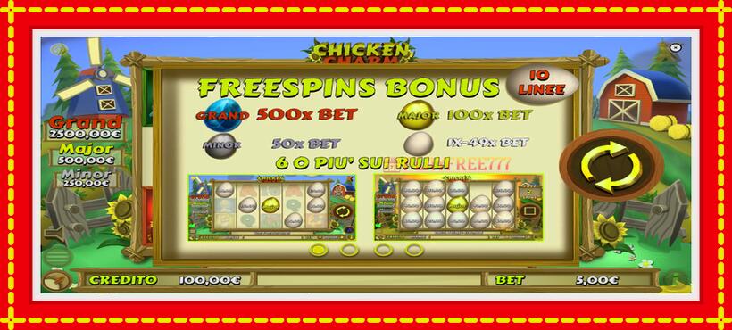 Slot machine Chicken Charm with access to free game online, picture 1