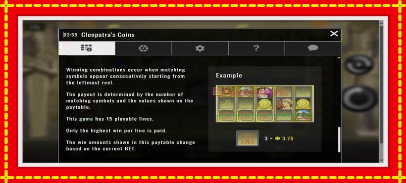 Slot machine Cleopatra’s Coins with access to free game online, picture 5