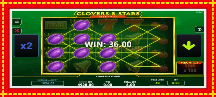 Slot machine Clovers & Stars with access to free game online, picture 3