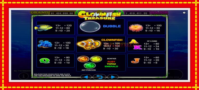 Slot machine Clown Fish Treasure with access to free game online, picture 5