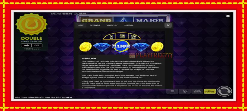 Slot machine Coins & Diamonds: Hold and Win with access to free game online, picture 6