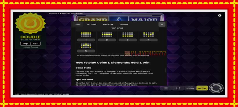 Slot machine Coins & Diamonds: Hold and Win with access to free game online, picture 7